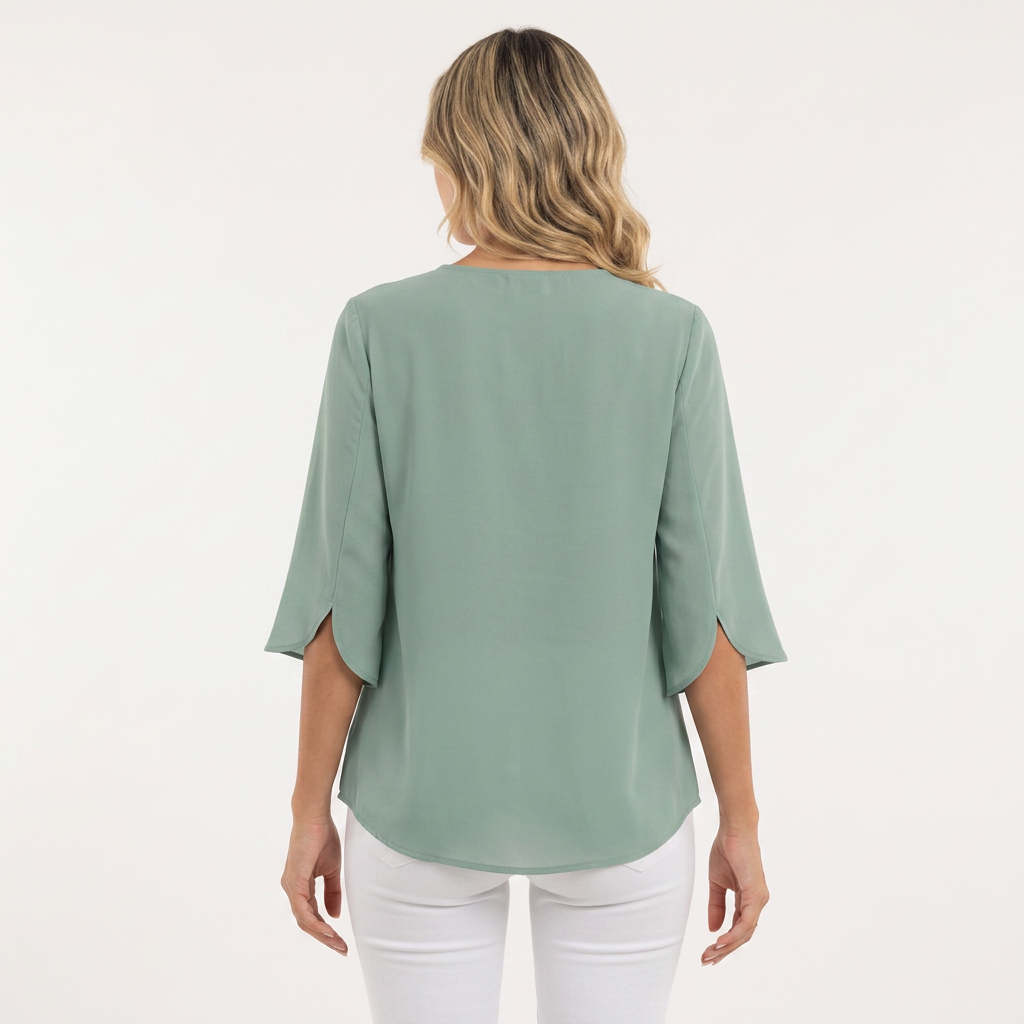 Blusa Gasa Volantes Escote V