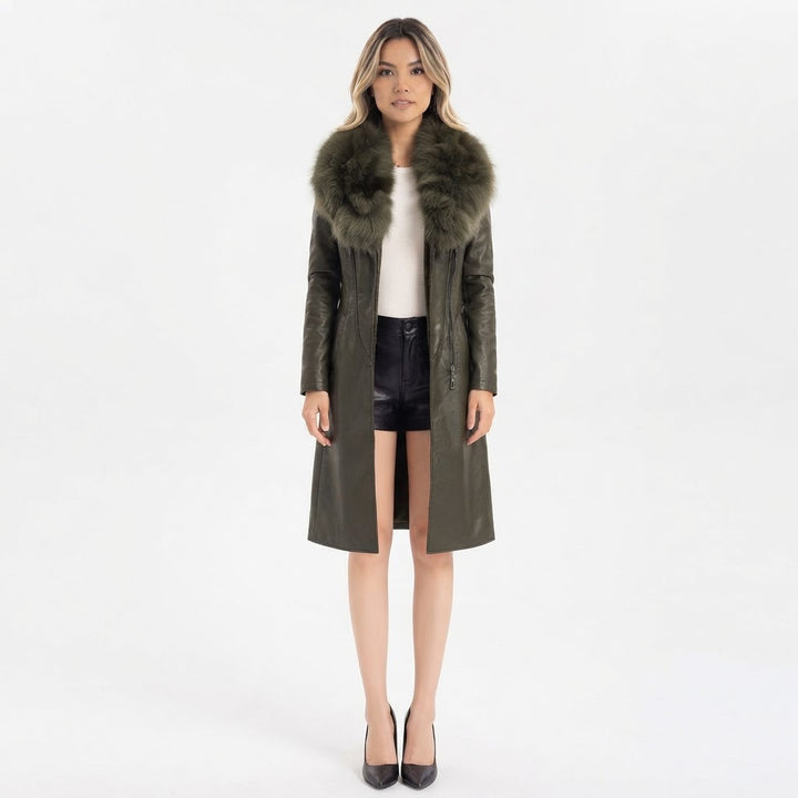 Chaqueta Larga Cuello Piel