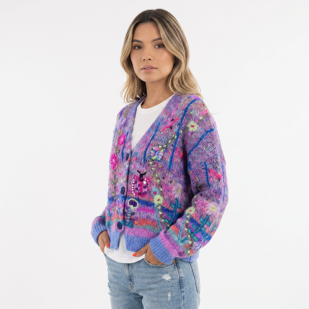 Cárdigan Bordado Floral Boho