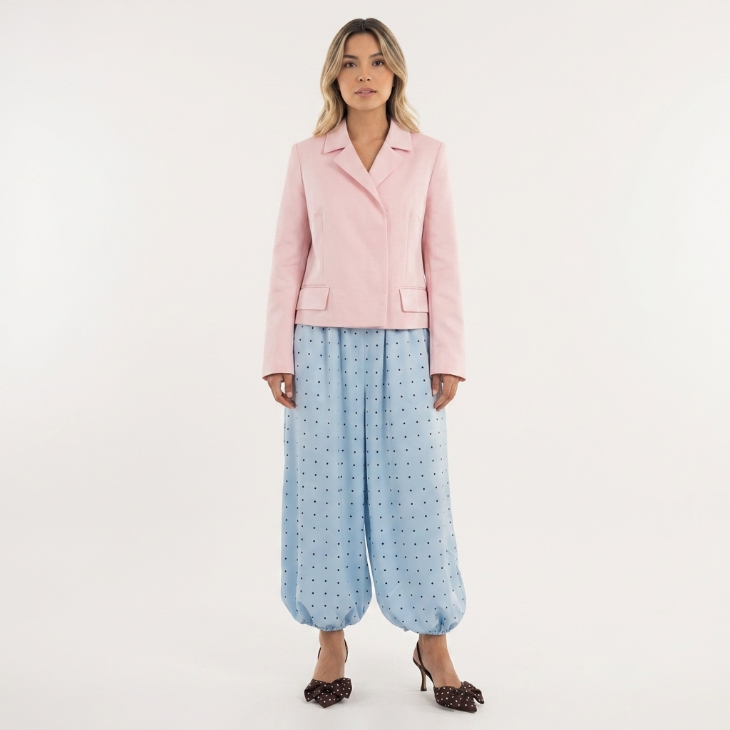 Pantalón Satinado Lantern Lunares Cintura Alta