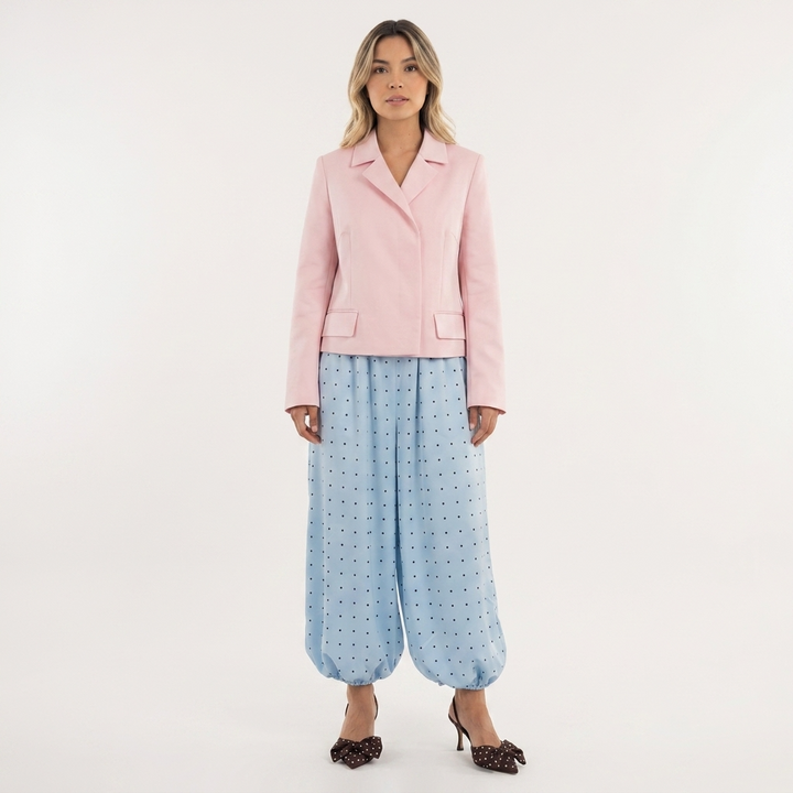 Pantalón Satinado Lantern Lunares Cintura Alta