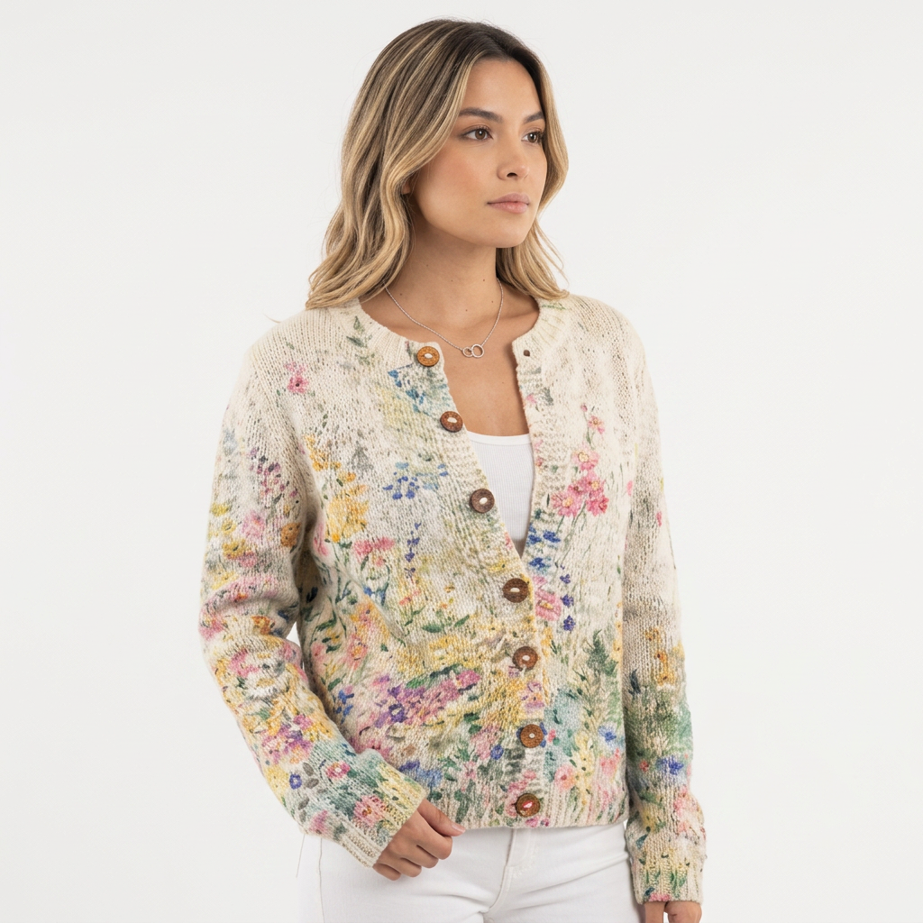 Cárdigan Bordado Floral Botones
