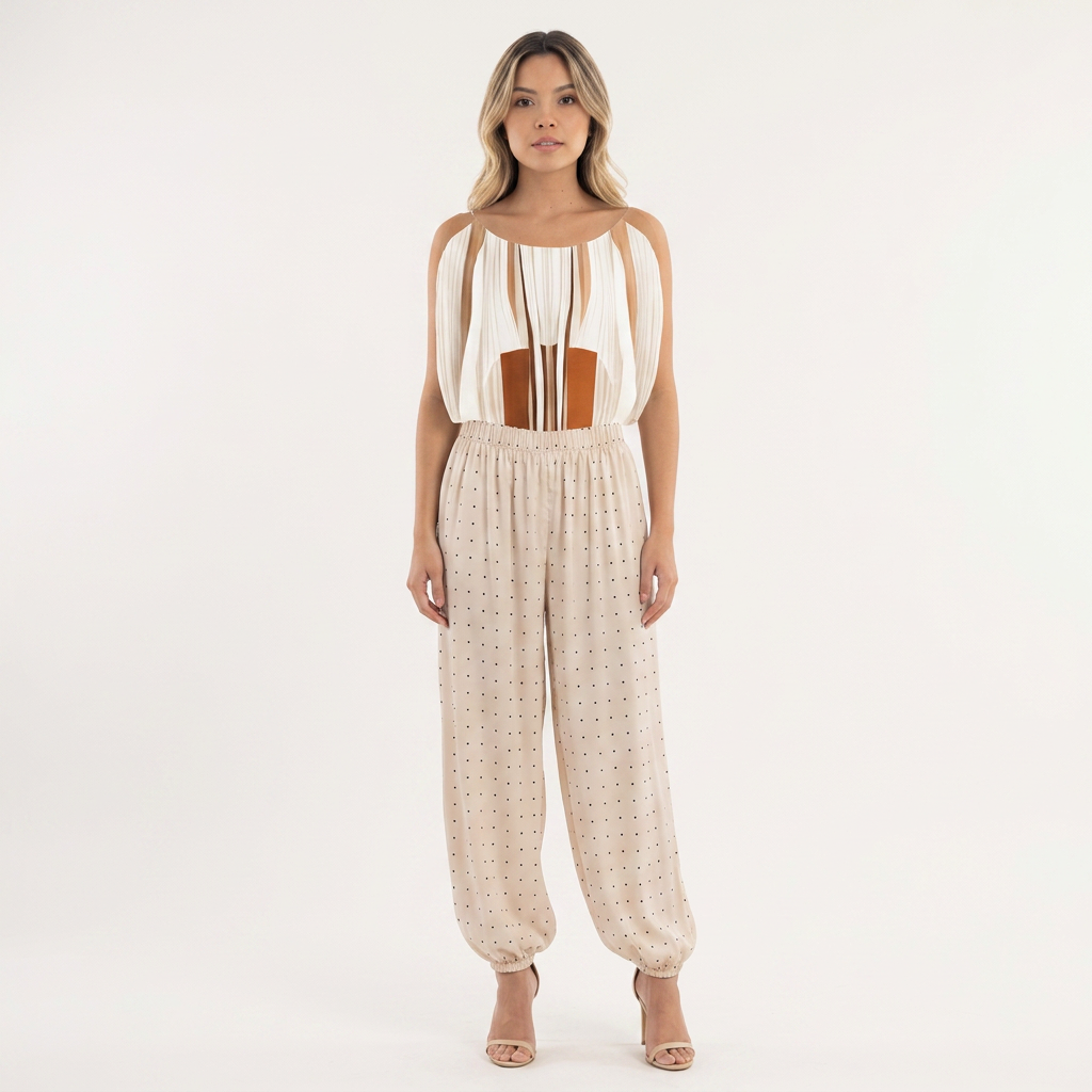Pantalón Satinado Lantern Lunares Cintura Alta