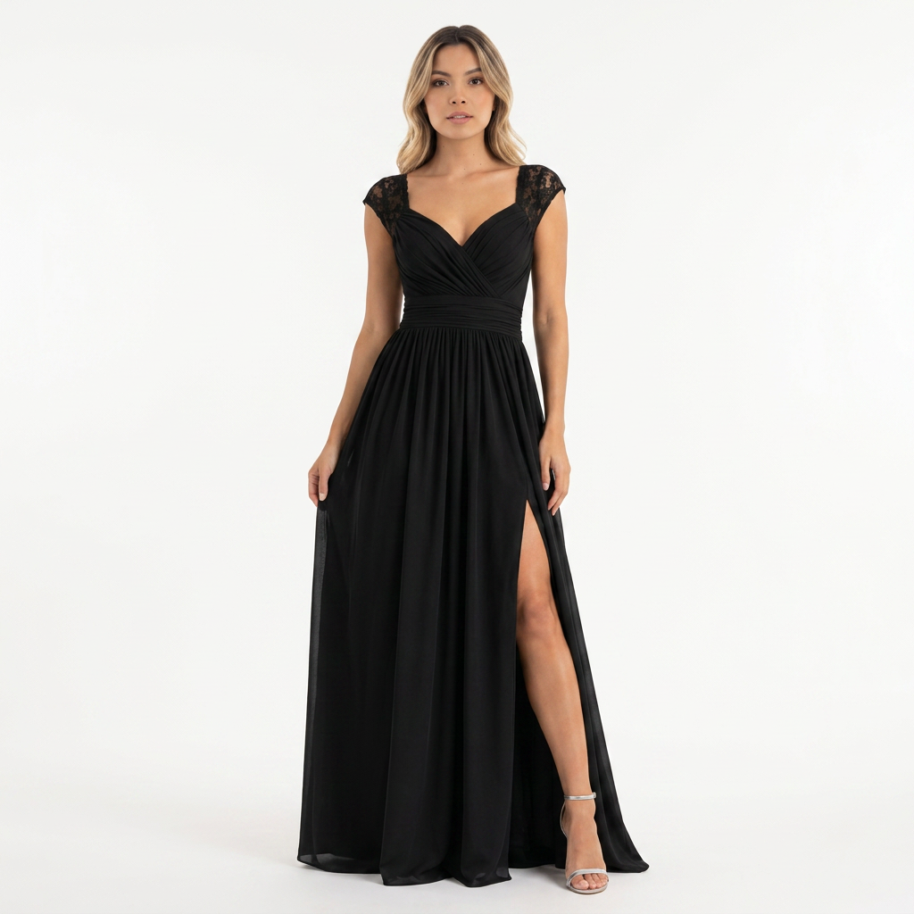 Vestido Fiesta Encaje Hombros