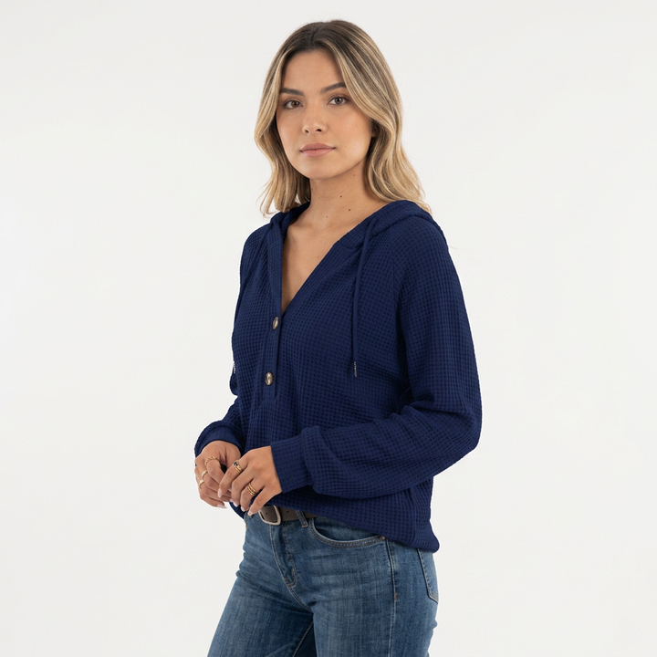 Jersey Capucha Cropped Botones