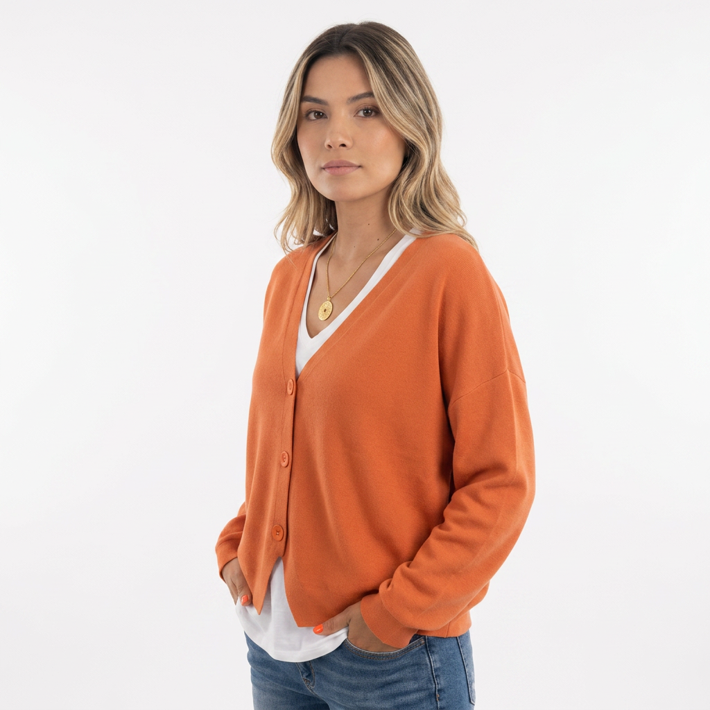 Cárdigan Punto Escote V Mujer