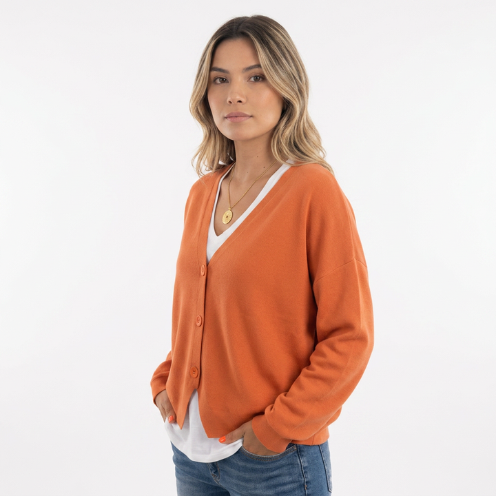 Cárdigan Punto Escote V Mujer