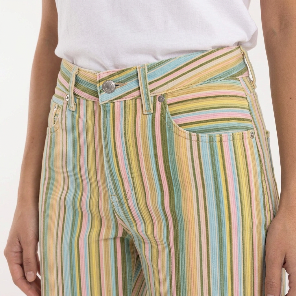 Pantalón Rayas Multicolor Corte Recto
