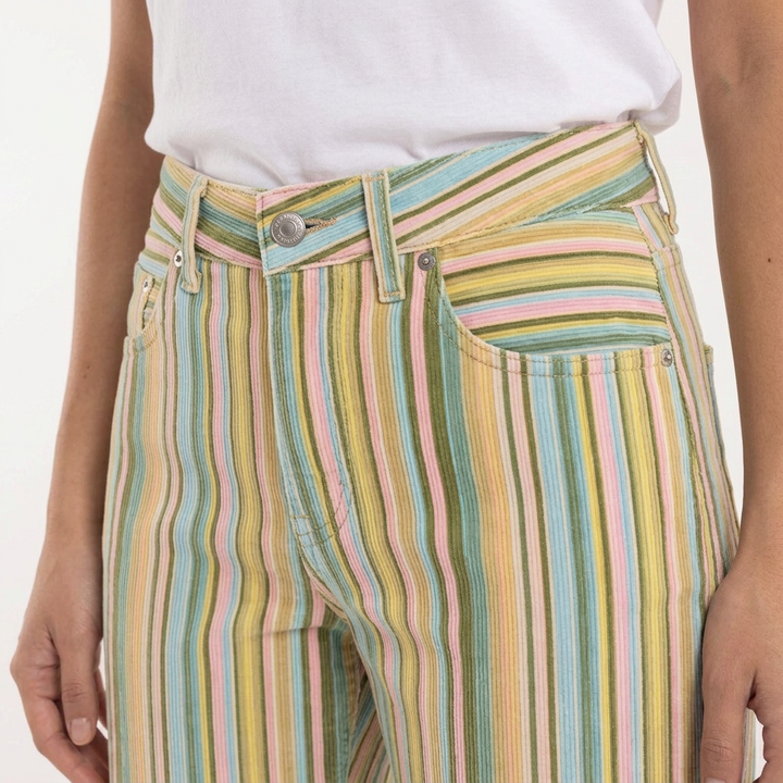 Pantalón Rayas Multicolor Corte Recto