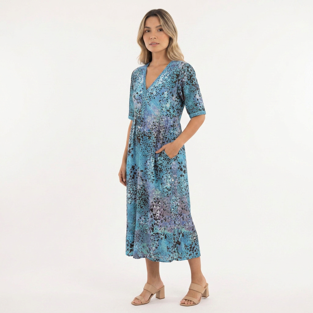 Vestido Midi Estampado Vibrante