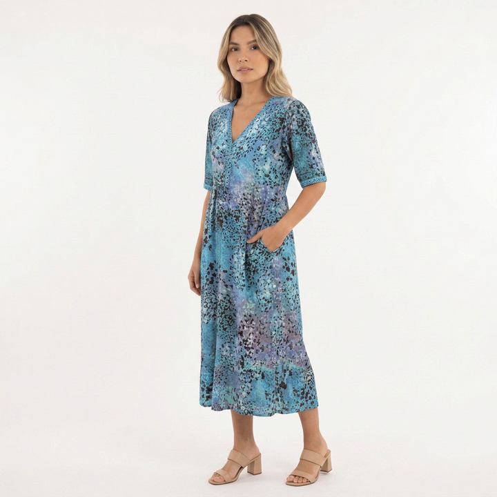 Vestido Midi Estampado Vibrante