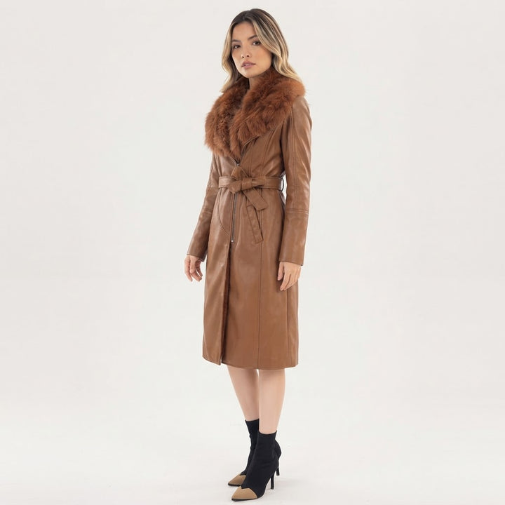 Chaqueta Larga Cuello Piel