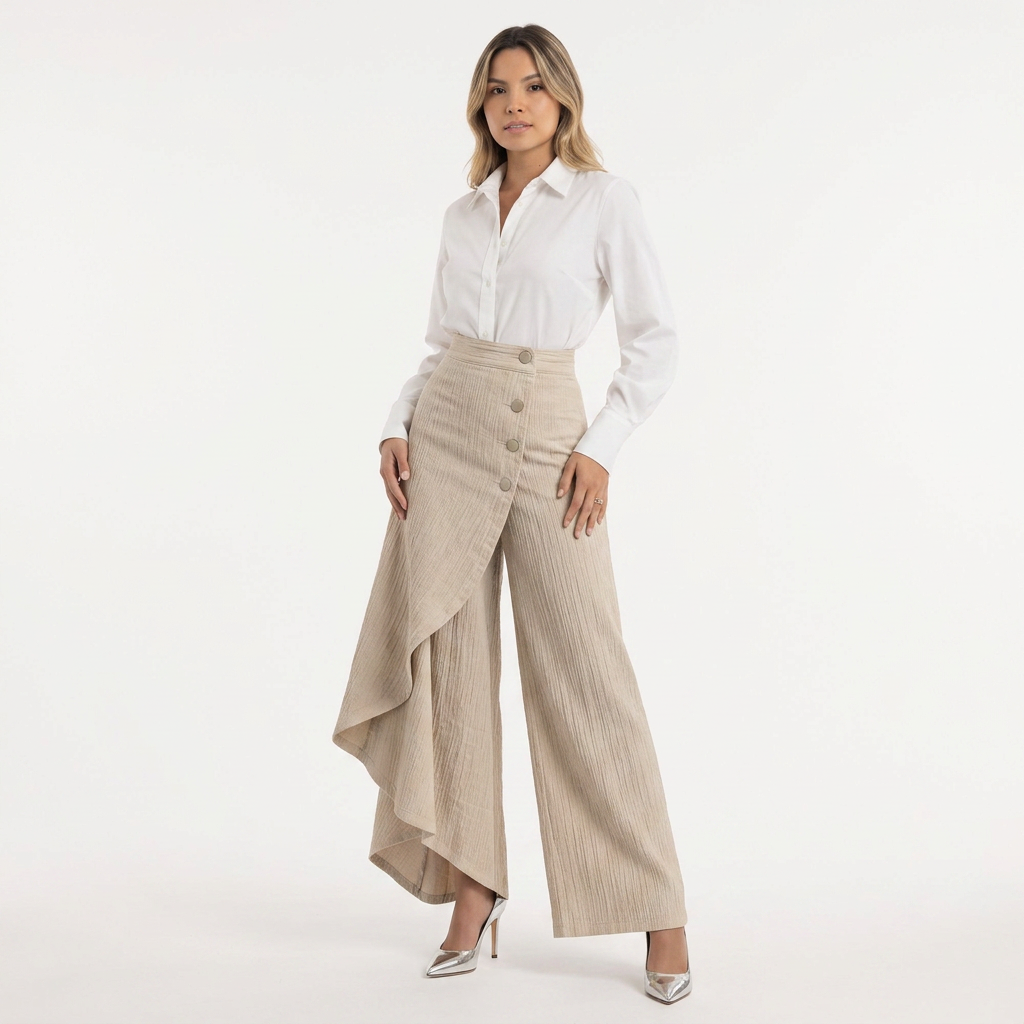 Pantalón Vaquero Ancho Tiro Alto Mujer