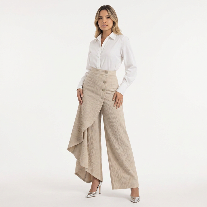 Pantalón Vaquero Ancho Tiro Alto Mujer