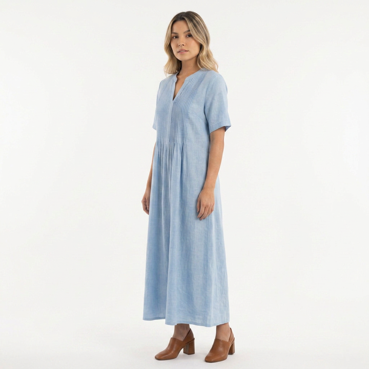 Vestido Largo Lino Plisado