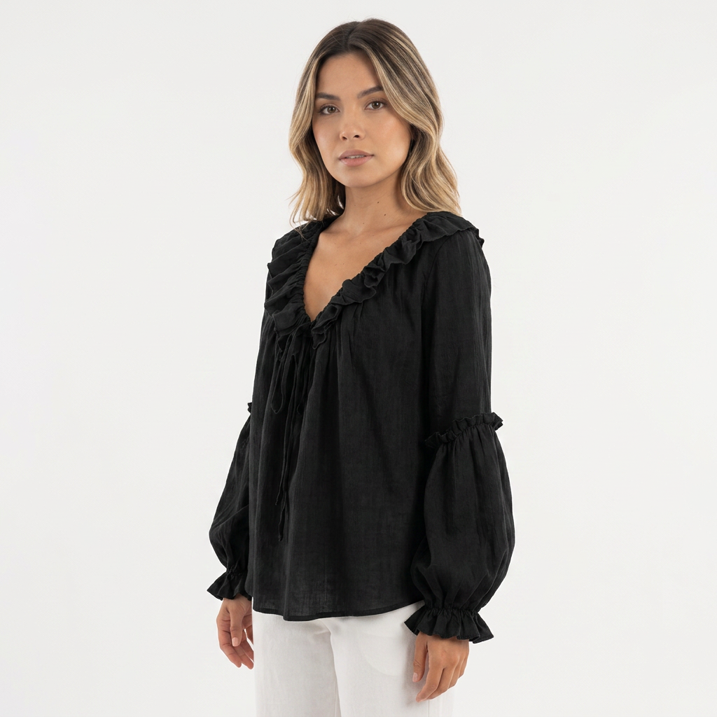 Top Volantes Escote V Vintage