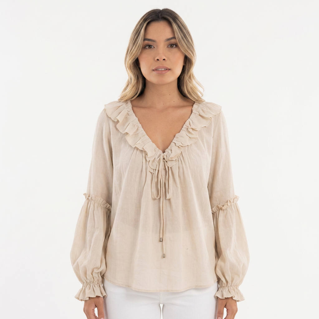 Top Volantes Escote V Vintage