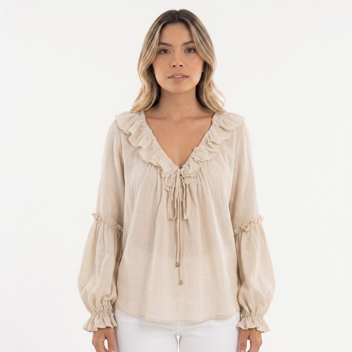 Top Volantes Escote V Vintage