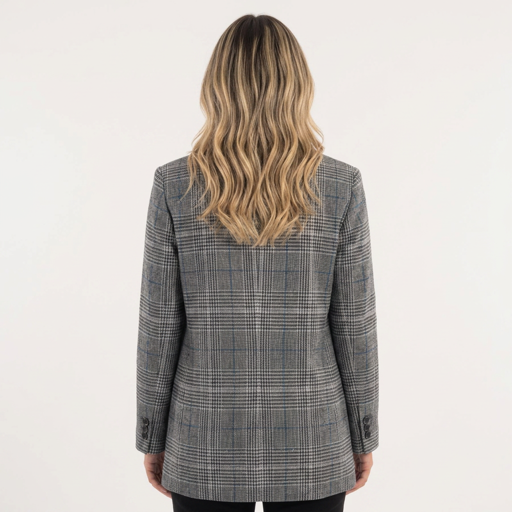 Blazer Cuadros Botón Único