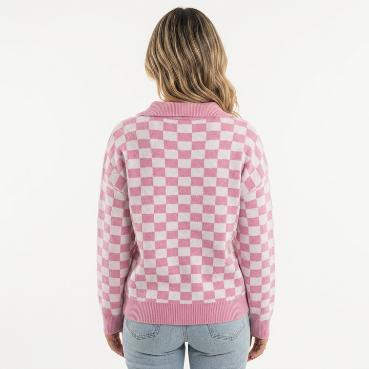 Jersey Acogedor Cuadros Botones