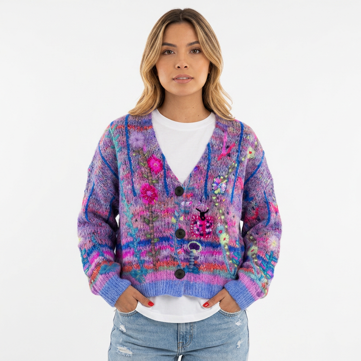 Cárdigan Bordado Floral Boho