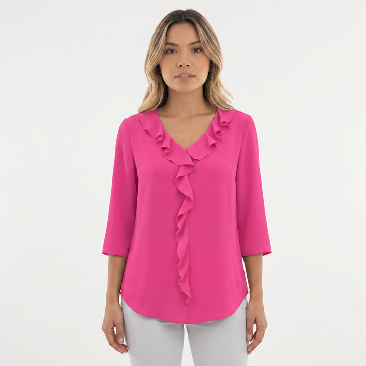 Blusa Gasa Volantes Escote V