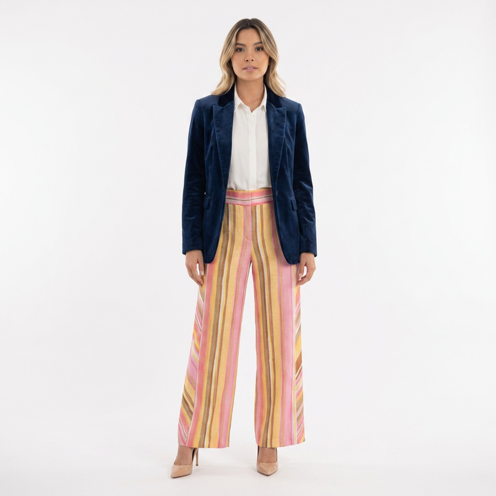 Pantalón Rayas Multicolor Pierna Ancha