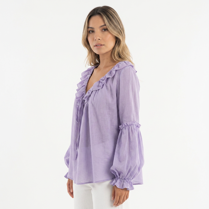 Top Volantes Escote V Vintage