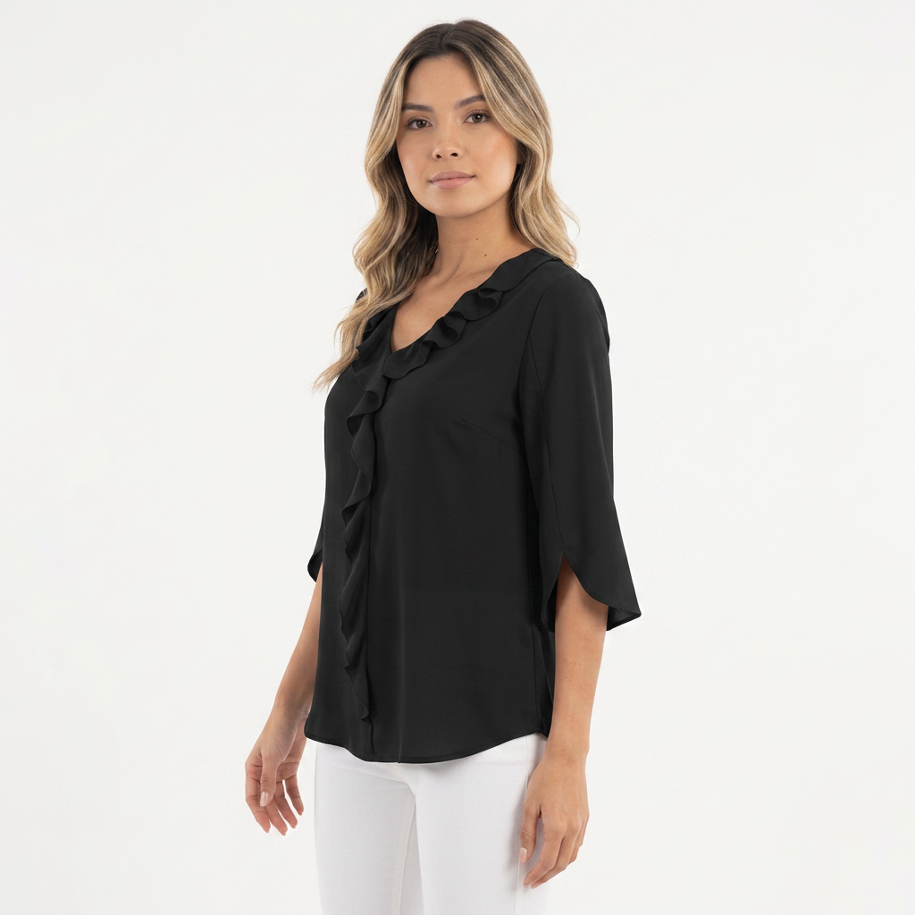 Blusa Gasa Volantes Escote V