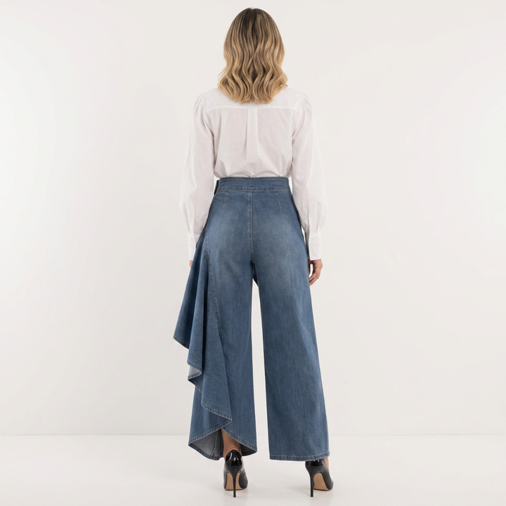 Pantalón Vaquero Ancho Tiro Alto Mujer