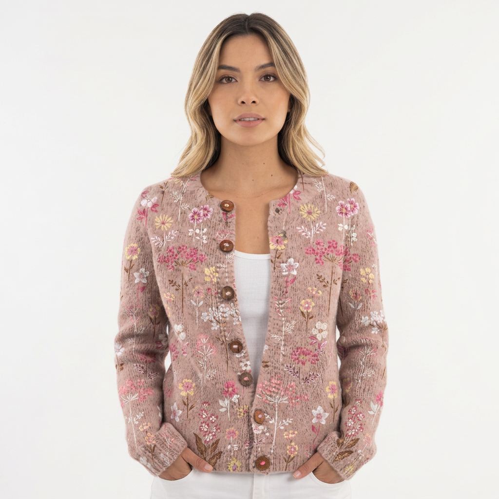 Cárdigan Bordado Floral Botones