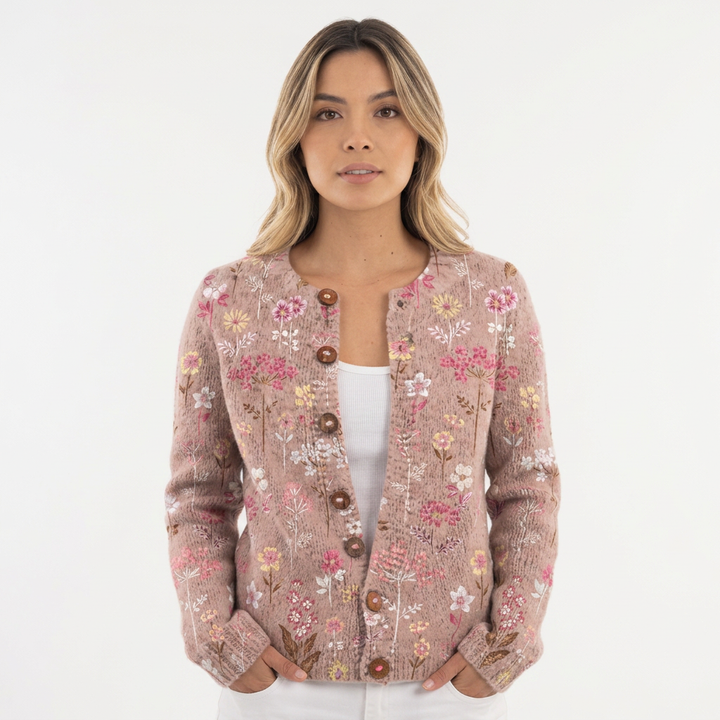 Cárdigan Bordado Floral Botones