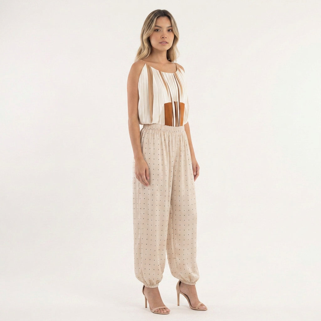 Pantalón Satinado Lantern Lunares Cintura Alta