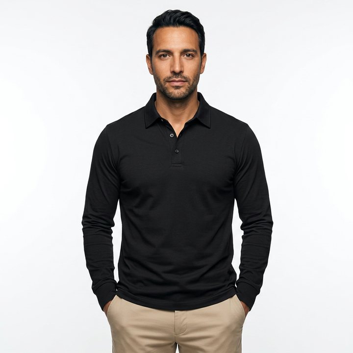 Polo Manga Larga Hombre Clásico Slim Fit