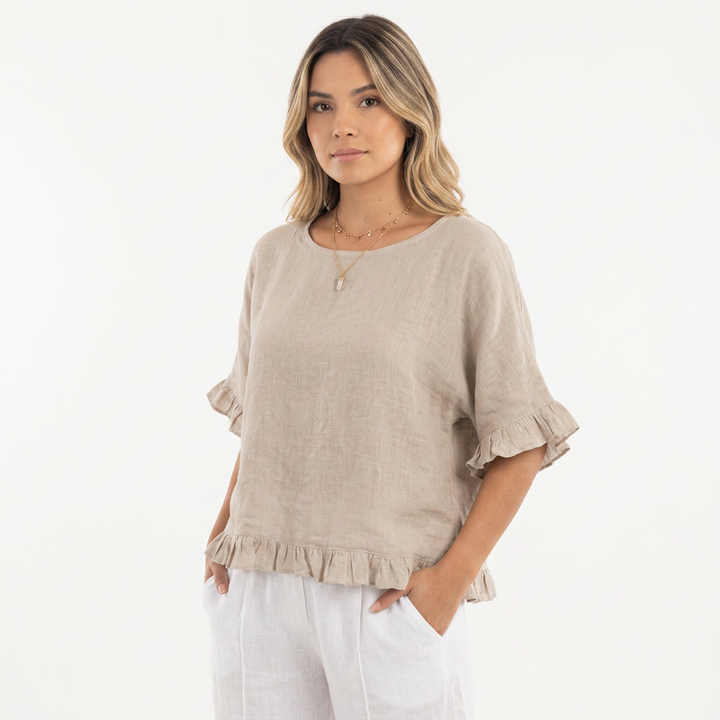Blusa Lino Bajo Deshilachado