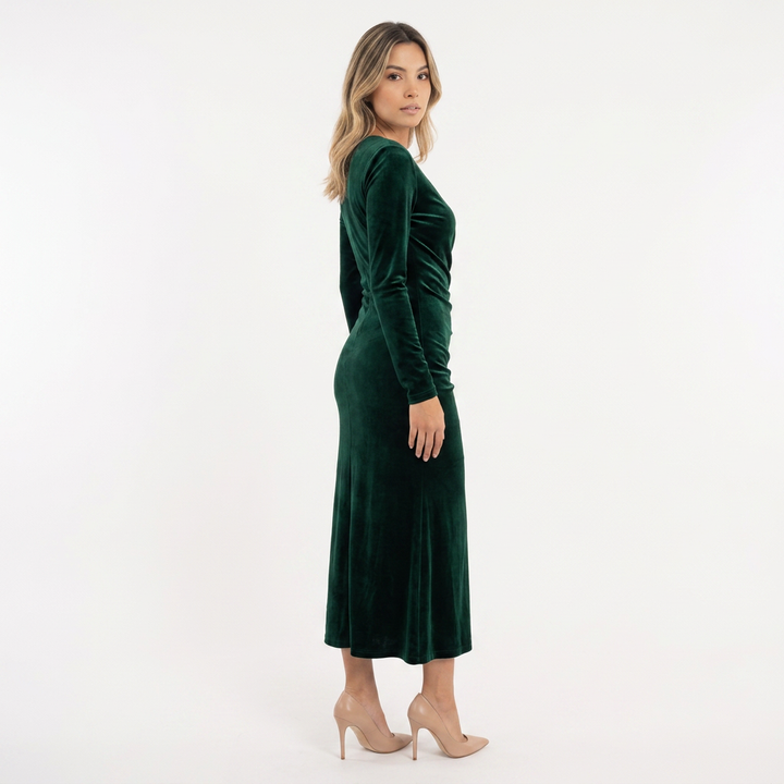 Vestido Midi Terciopelo Drapeado