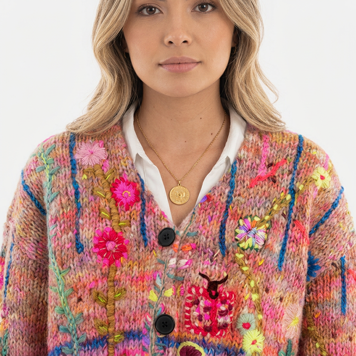 Cárdigan Bordado Floral Boho