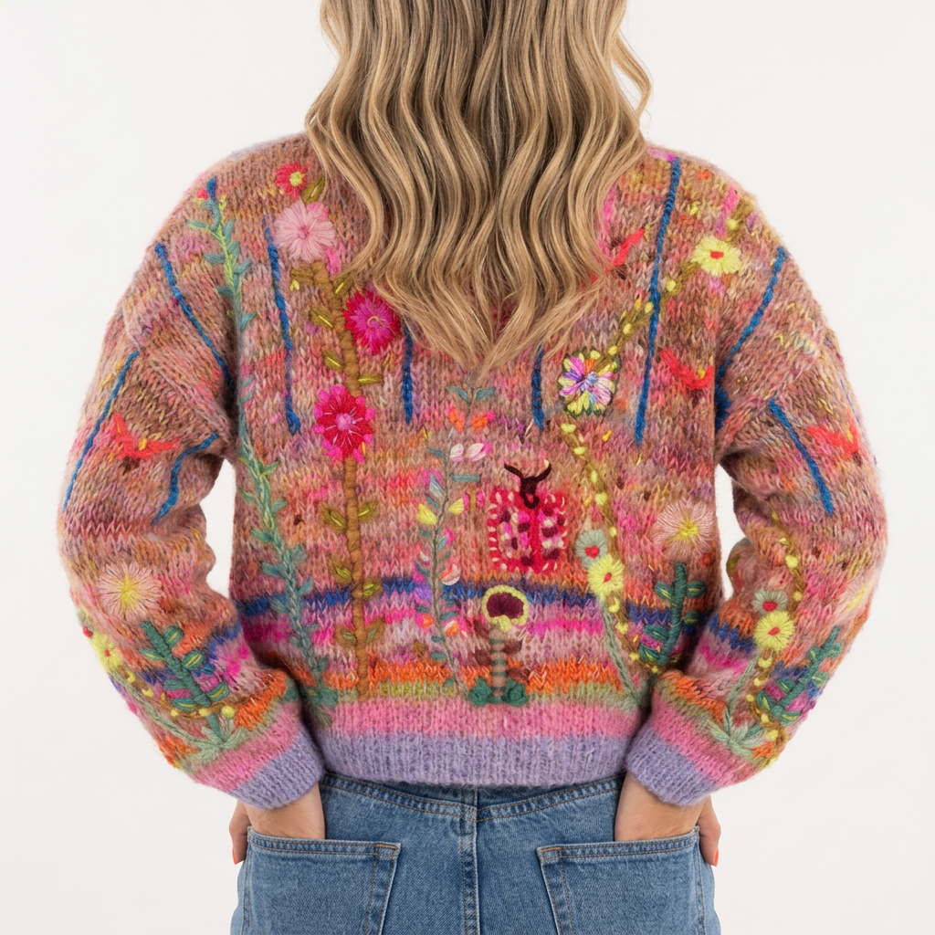 Cárdigan Bordado Floral Boho