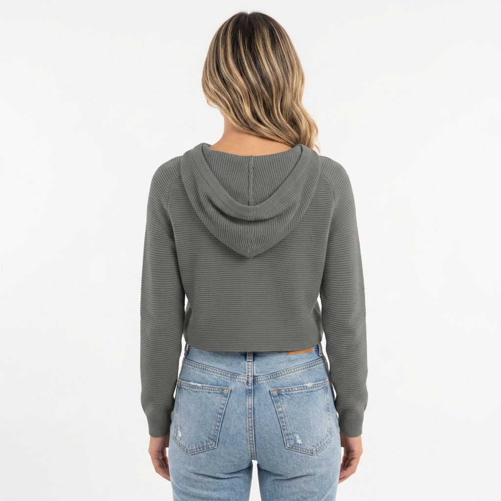 Jersey Capucha Cropped Botones