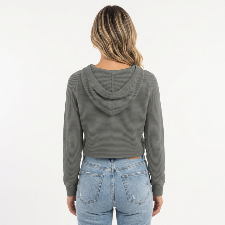 Jersey Capucha Cropped Botones