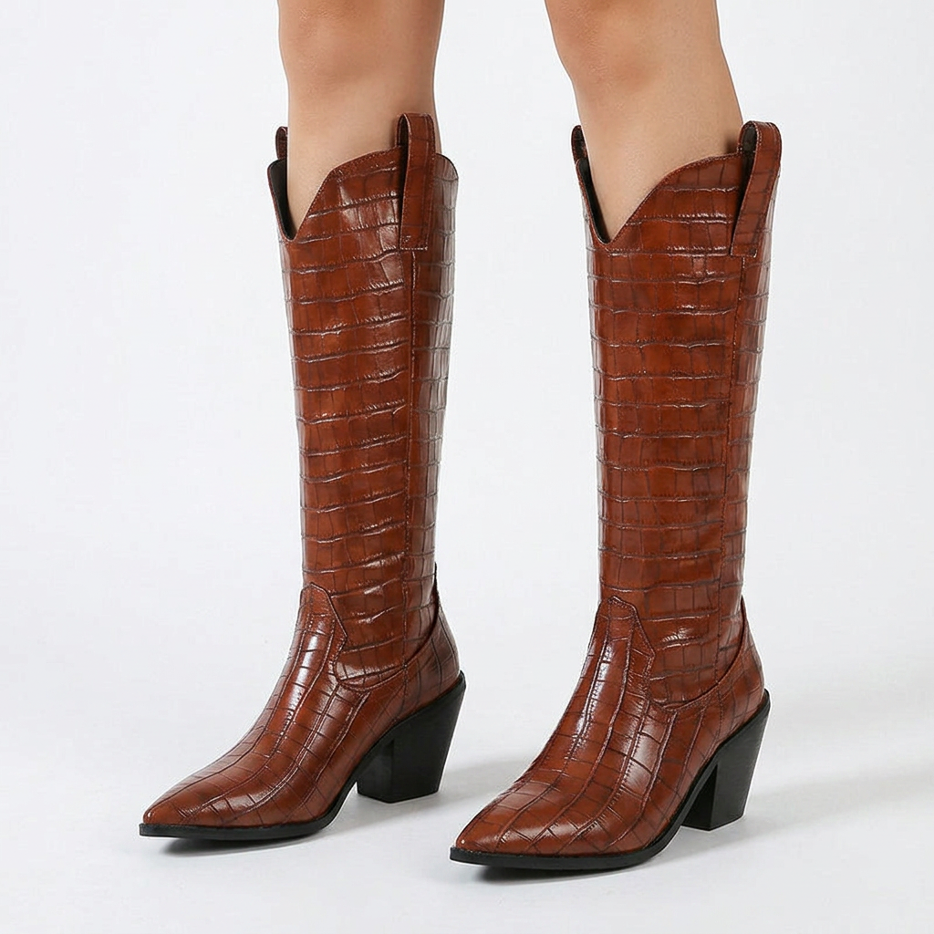 Botas Altas Tacón Grueso Rodilla