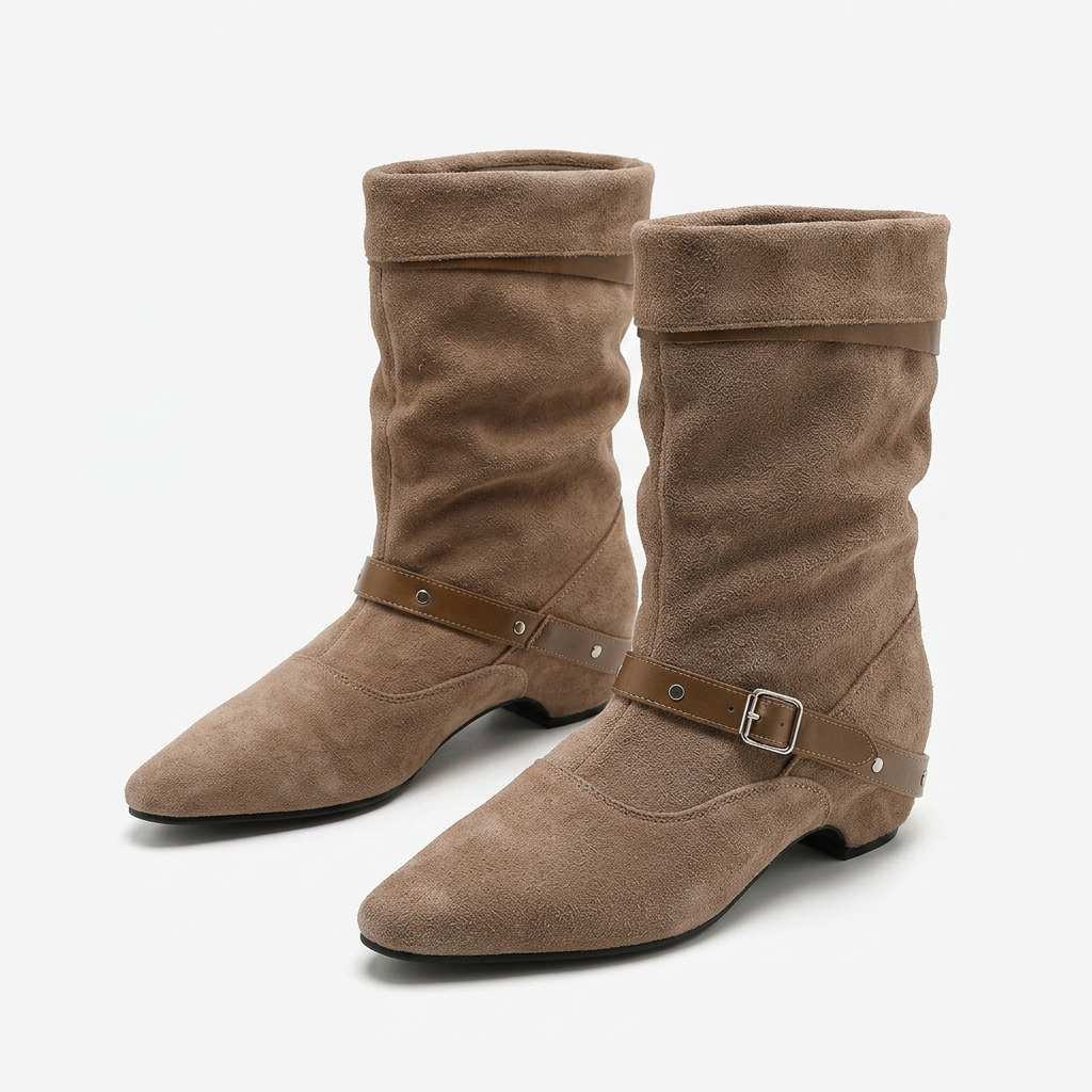 Botas Ante Hebilla Remaches Retro