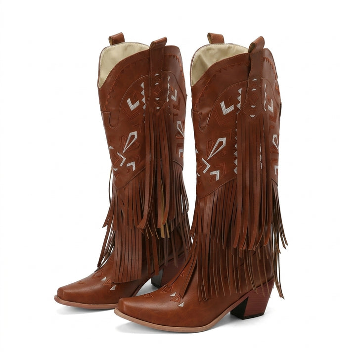 Botas Cowboy Borlas Tacón Alto