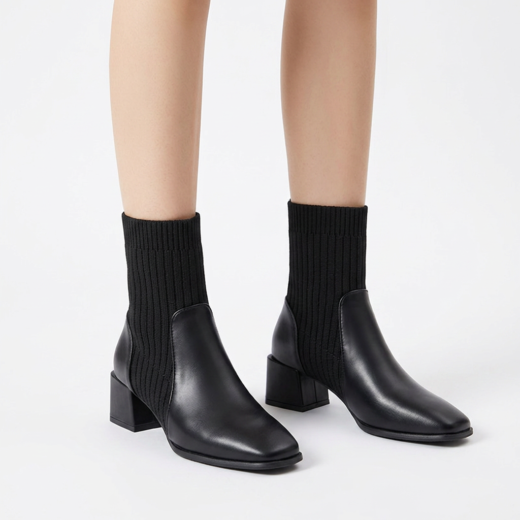 Botines Calcetín Puntera Cuadrada