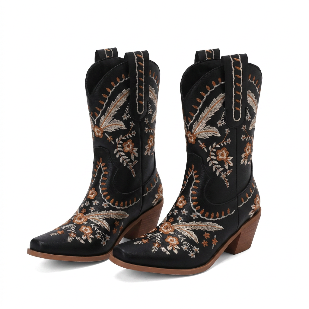 Botas Cowboy Bordadas Rodilla