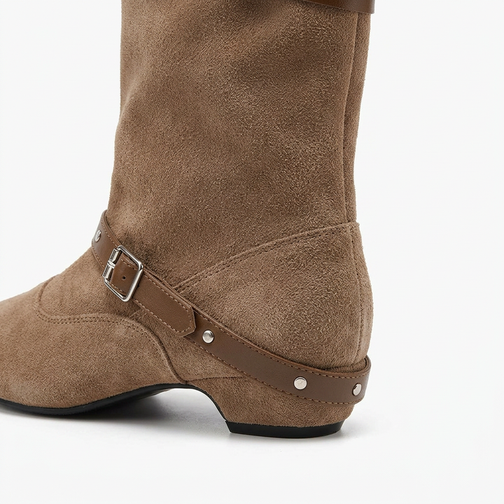 Botas Ante Hebilla Remaches Retro