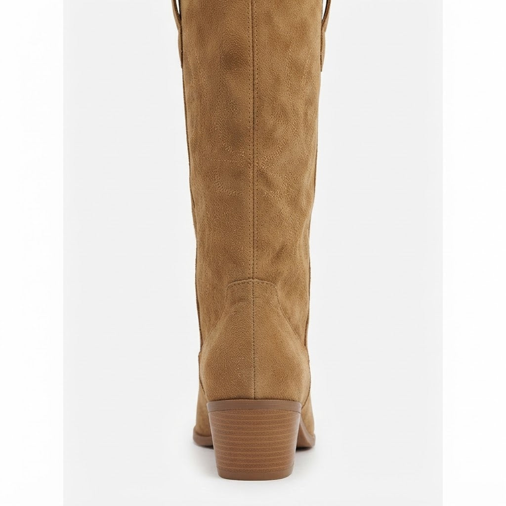 Botas Cowboy Altas Mujer de Ante Bordadas