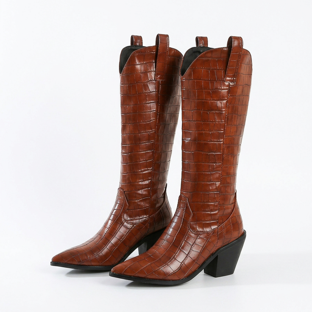 Botas Altas Tacón Grueso Rodilla
