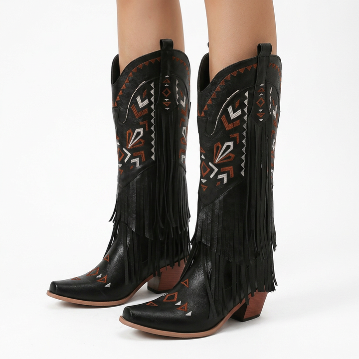 Botas Cowboy Borlas Tacón Alto