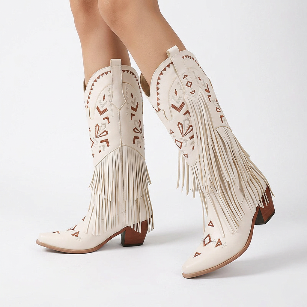 Botas Cowboy Borlas Tacón Alto